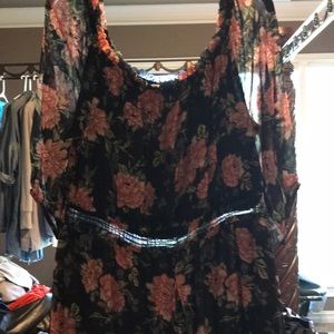 Shorts romper with long skirt over